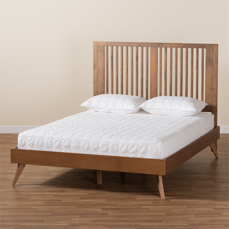 Baxton Studio Takeo Transitional Ash Walnut Finished Wood King Size Platform Bed