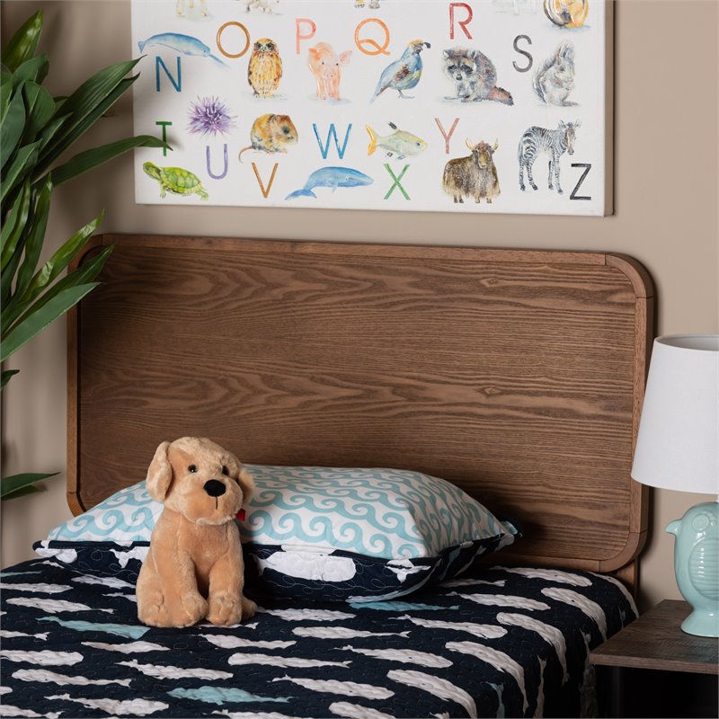 Baxton Studio Mailene Mid-Century Engineered Wood Twin Headboard in Walnut Brown