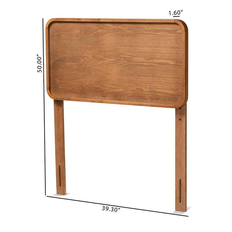 Baxton Studio Mailene Mid-Century Engineered Wood Twin Headboard in Walnut Brown
