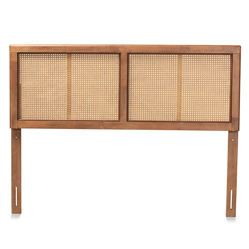 Baxton Studio Gilbert Walnut Finished Wood and Rattan Full Size Headboard
