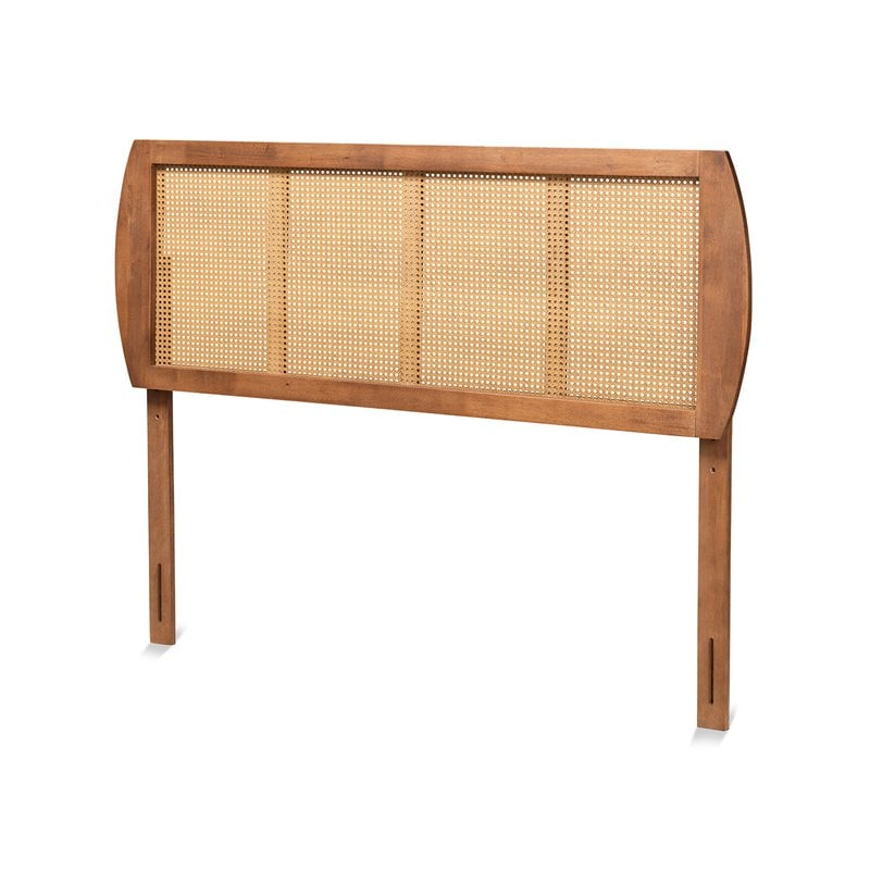 Baxton Studio Harris Walnut Finished Wood and Rattan Full Size Headboard