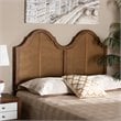 Baxton Studio Hazel Walnut Finished Wood and Rattan Full Size Arched Headboard