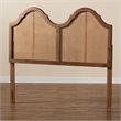 Baxton Studio Hazel Walnut Finished Wood and Rattan Queen Size Arched Headboard