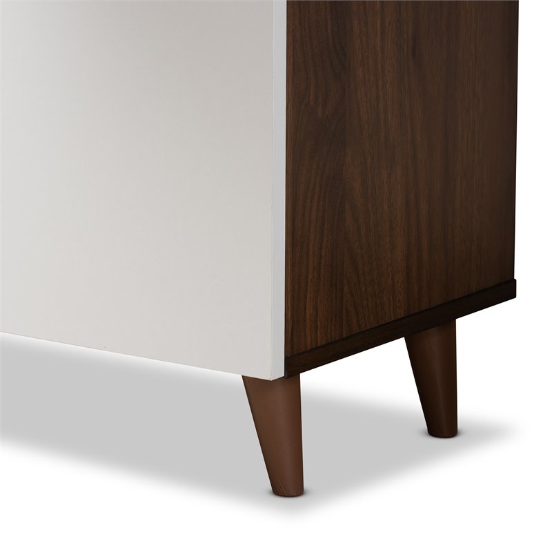 Baxton Studio White and Brown Finished Wood Storage Computer Desk with Shelves