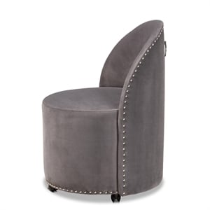 Baxton Studio Bethel Velvet Fabric Upholstered Rolling Accent Chair