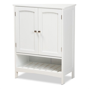 Baxton Studio Jaela Engineered Wood 2-Door Bathroom Storage Cabinet in White