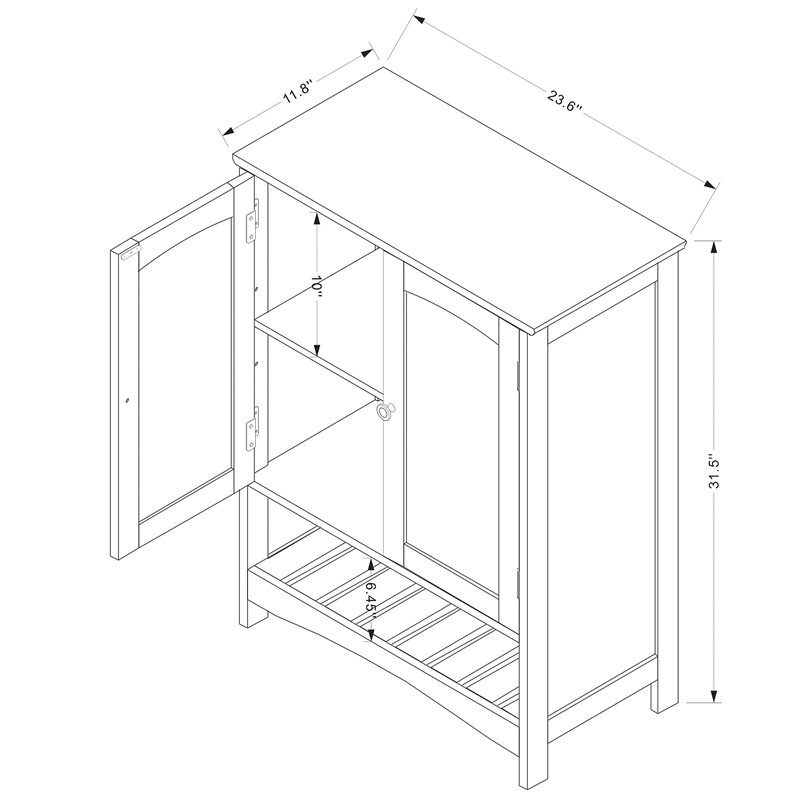 Baxton Studio Jaela Engineered Wood 2-Door Bathroom Storage Cabinet in White