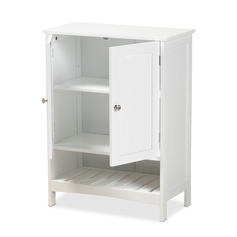 Baxton Studio Jaela Engineered Wood 2-Door Bathroom Storage Cabinet in White