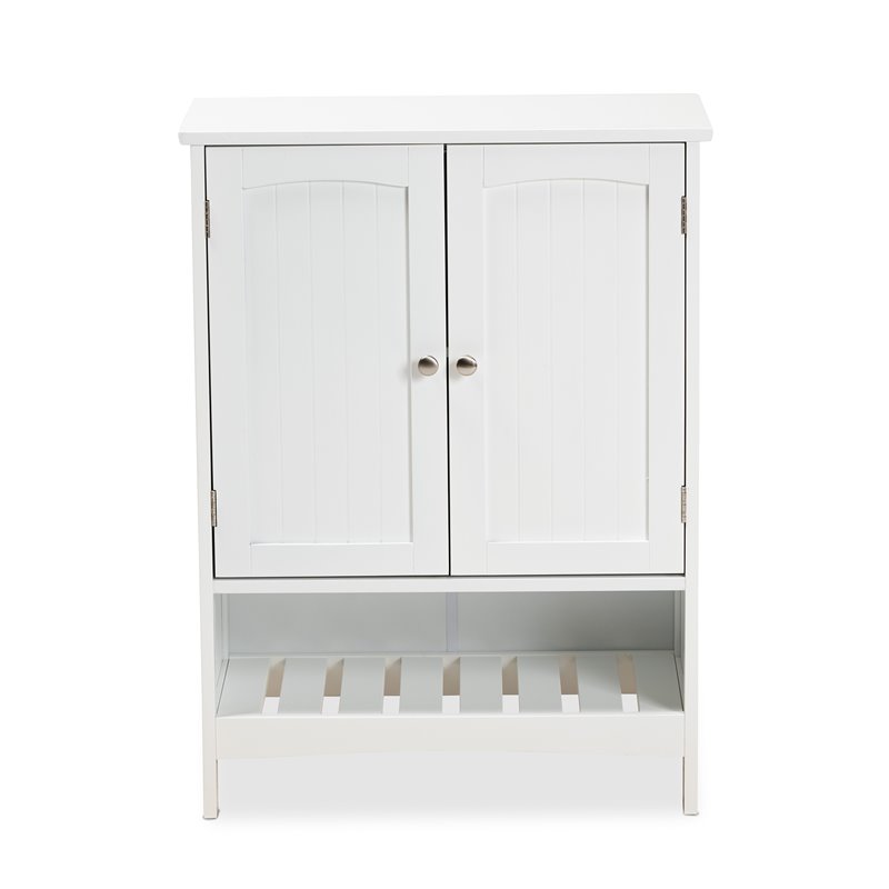 Baxton Studio Jaela Engineered Wood 2-Door Bathroom Storage Cabinet in White