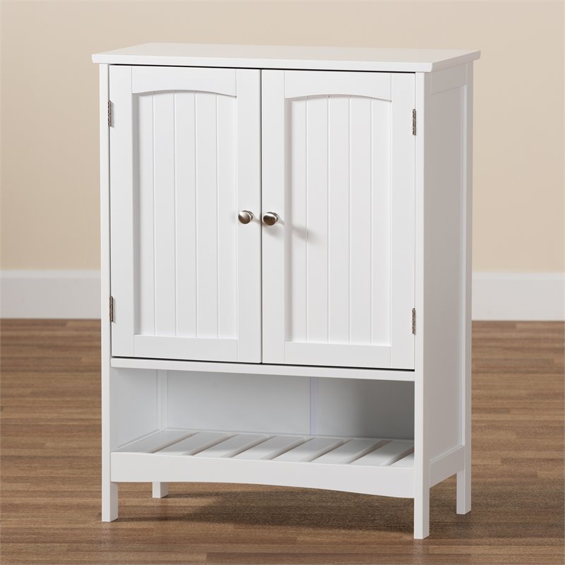 Baxton Studio Jaela Engineered Wood 2-Door Bathroom Storage Cabinet in White