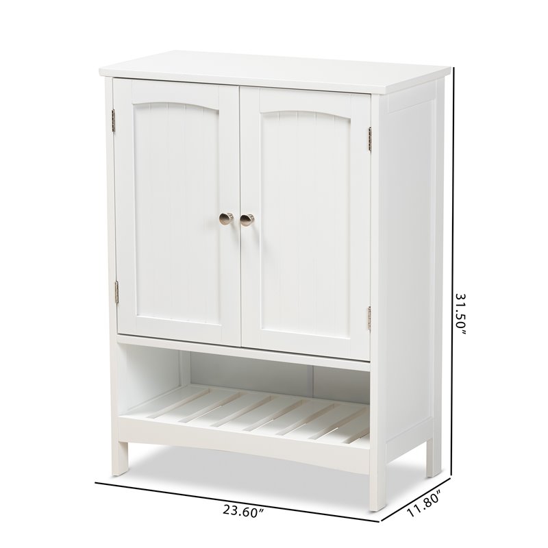 Baxton Studio Jaela Engineered Wood 2-Door Bathroom Storage Cabinet in White