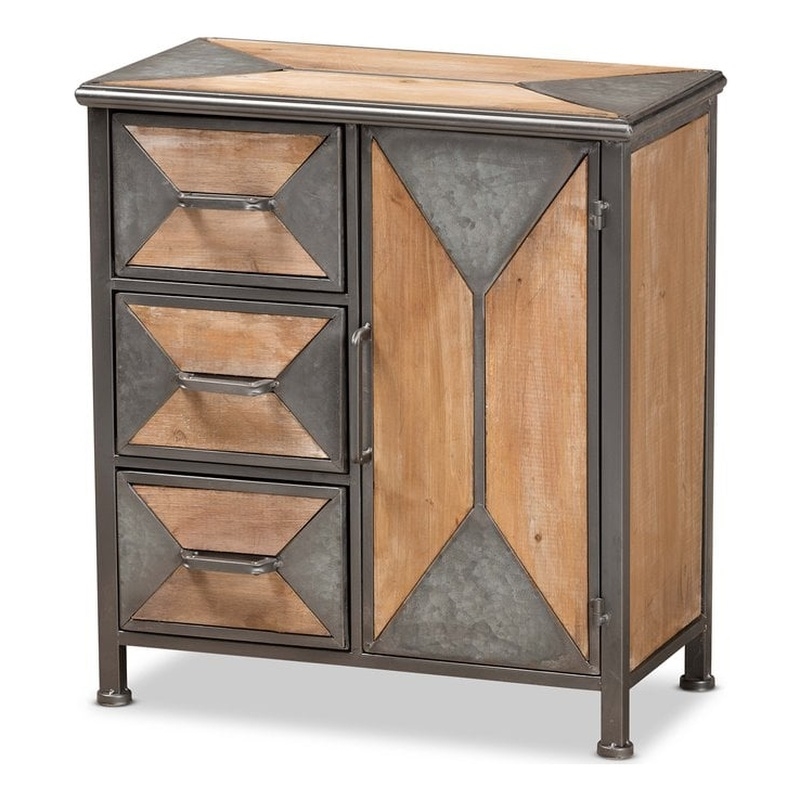 Baxton Studio Laurel 3-Drawers Wood Accent Chest in Whitewashed Oak/Antique Gray