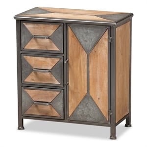 Baxton Studio Laurel 3-Drawers Wood Accent Chest in Whitewashed Oak/Antique Gray