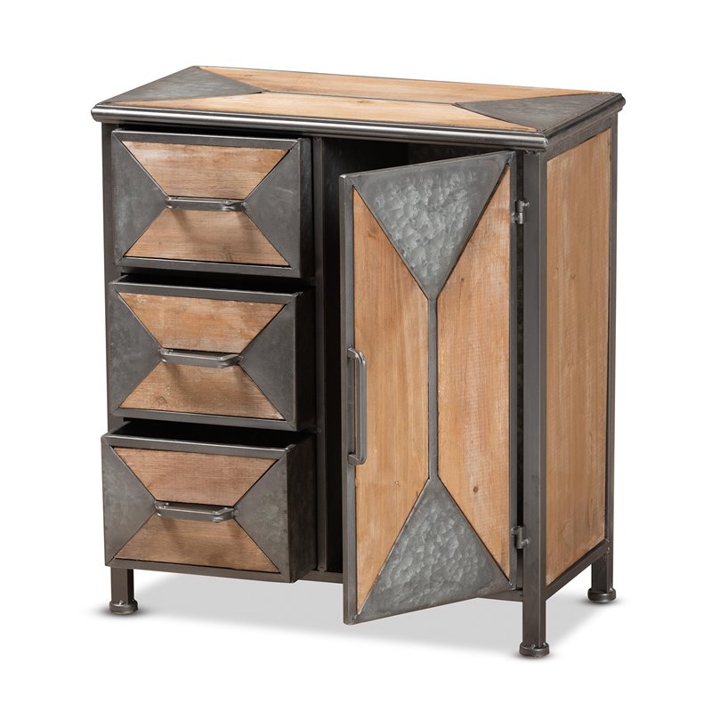 Baxton Studio Laurel 3-Drawers Wood Accent Chest in Whitewashed Oak/Antique Gray