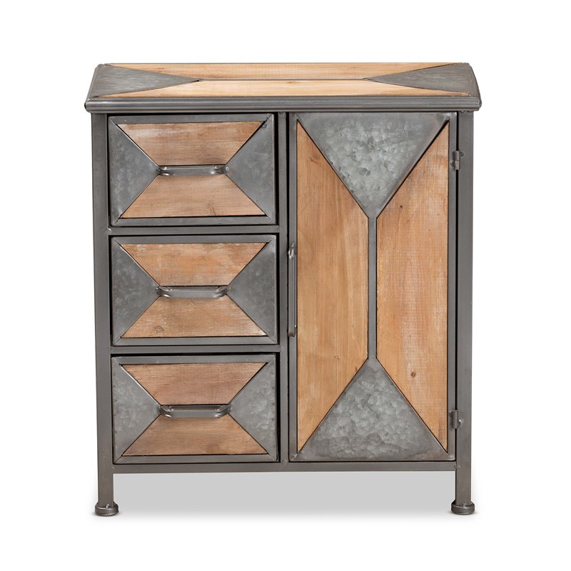 Baxton Studio Laurel 3-Drawers Wood Accent Chest in Whitewashed Oak/Antique Gray