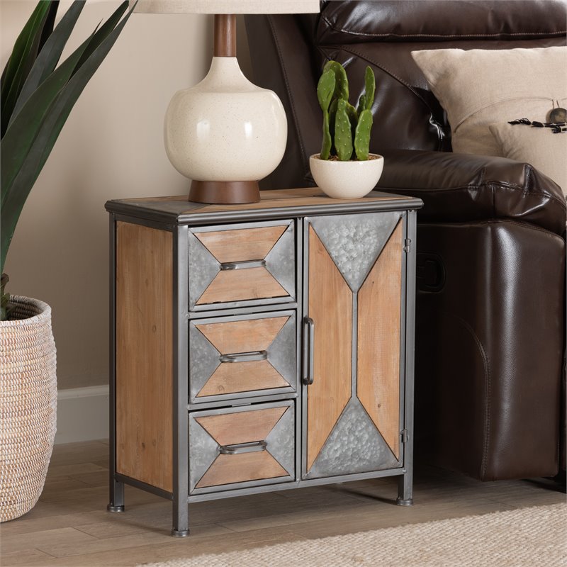 Baxton Studio Laurel 3-Drawers Wood Accent Chest in Whitewashed Oak/Antique Gray