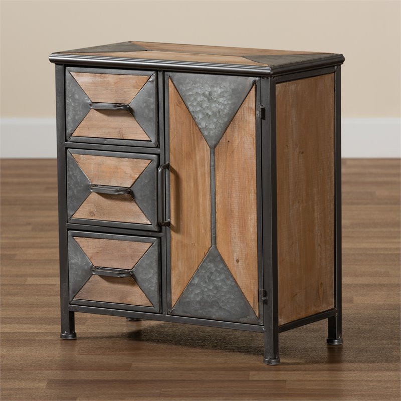 Baxton Studio Laurel 3-Drawers Wood Accent Chest in Whitewashed Oak/Antique Gray