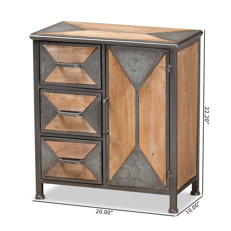 Baxton Studio Laurel 3-Drawers Wood Accent Chest in Whitewashed Oak/Antique Gray