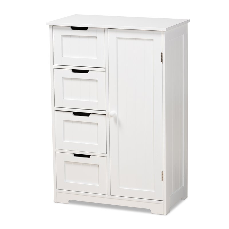 Baxton Studio Bauer White Finished Wood 4-Drawer Bathroom Storage Cabinet
