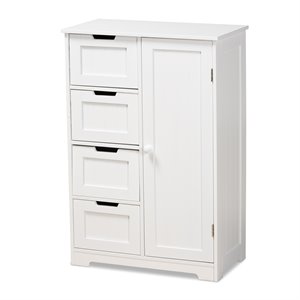 Baxton Studio Bauer White Finished Wood 4-Drawer Bathroom Storage Cabinet