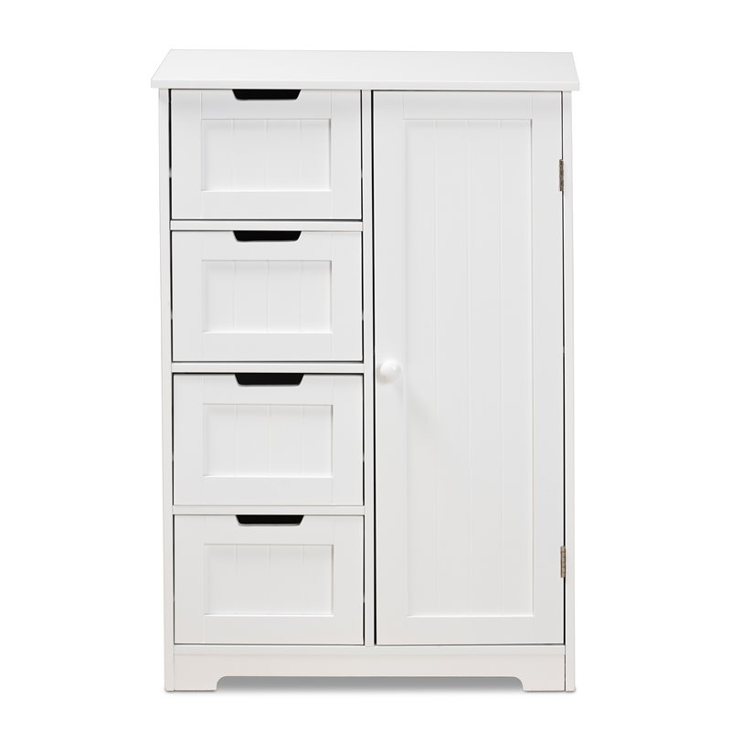 Baxton Studio Bauer White Finished Wood 4-Drawer Bathroom Storage Cabinet