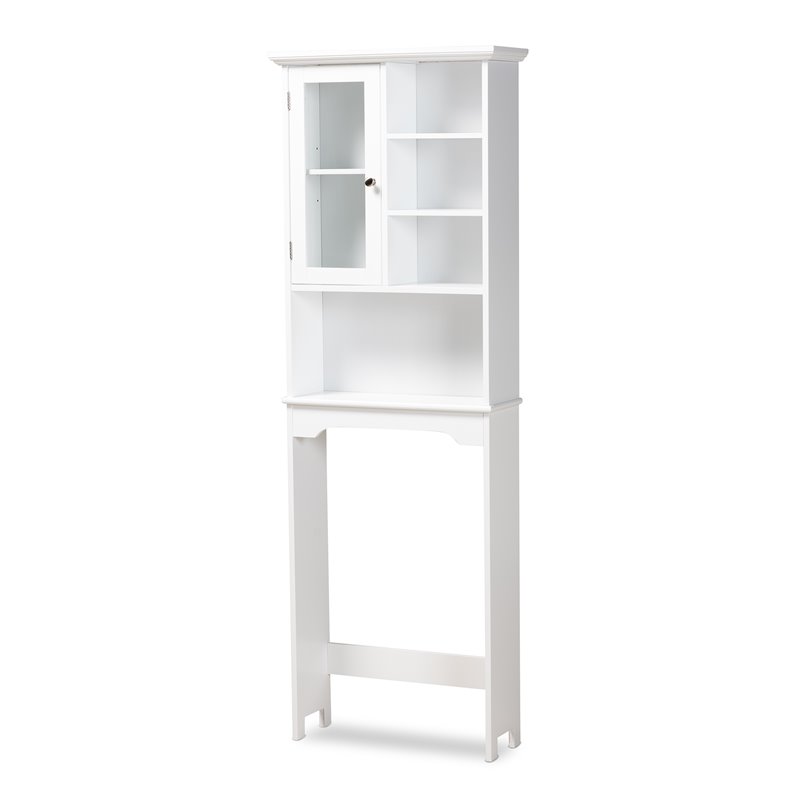 Baxton Studio Campbell White Finished Wood Over the Toilet Bathroom Cabinet