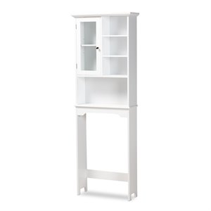 Baxton Studio Campbell White Finished Wood Over the Toilet Bathroom Cabinet