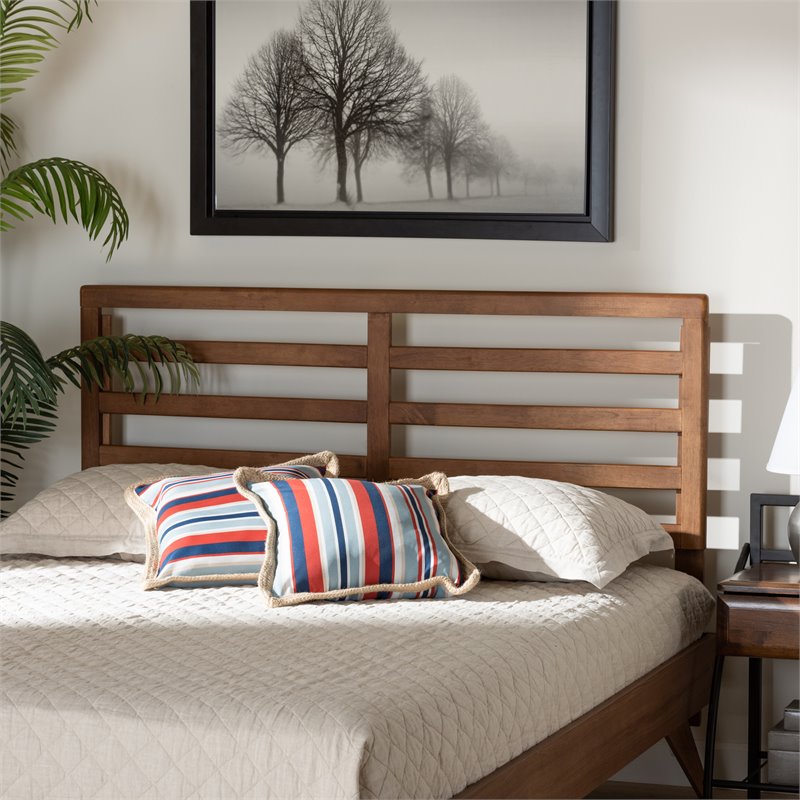 Baxton Studio Akemi Walnut Finished Wood Queen Size Headboard