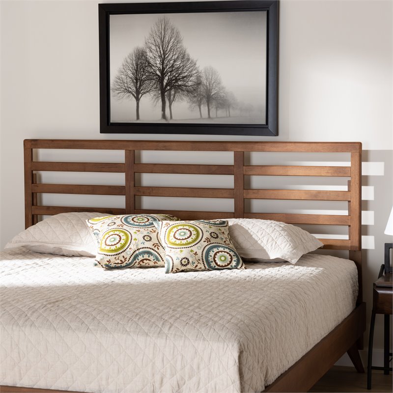 Baxton Studio Akemi Walnut Finished Wood King Size Headboard