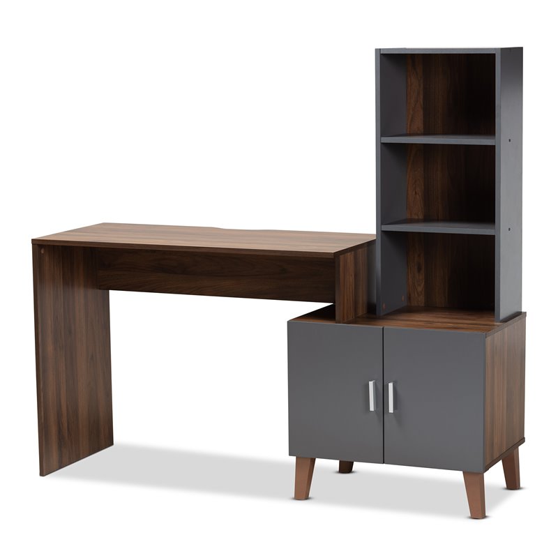 Baxton Studio Jaeger Two-Tone Brown and Dark Grey Finished Wood Desk