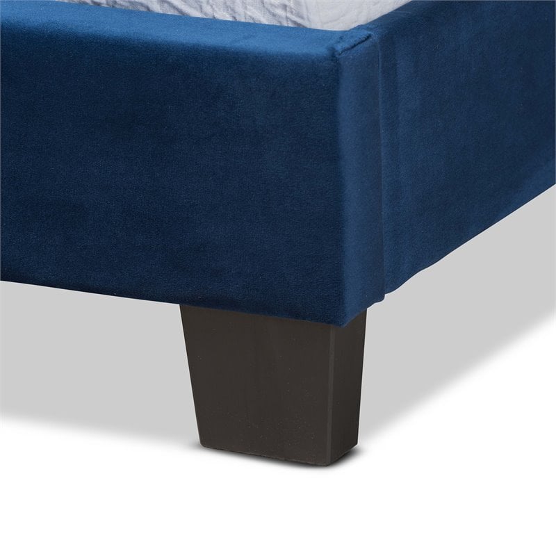 Baxton Studio Tamira Glam Navy Blue Upholstered Twin Size Panel Bed