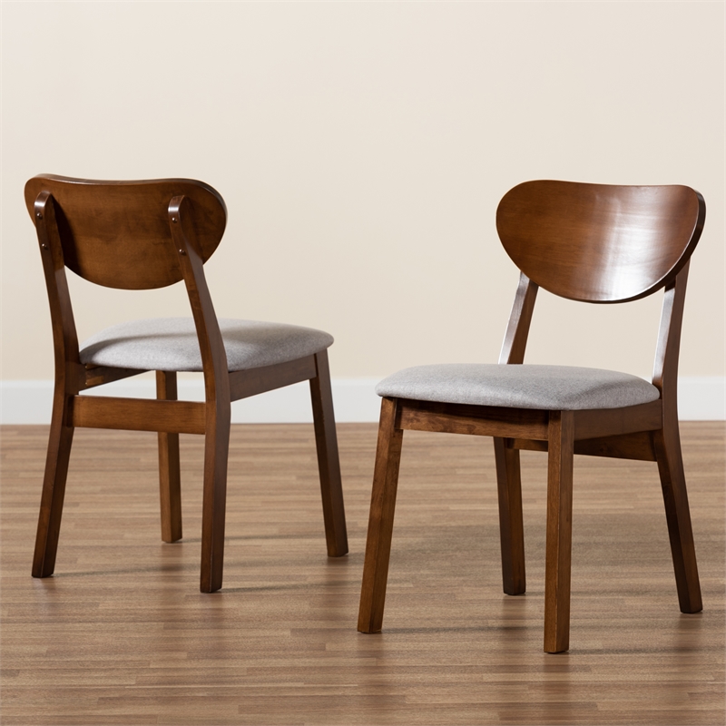 Baxton Studio Damara Grey Walnut Brown Finished Wood 2-Piece Dining Chair Set