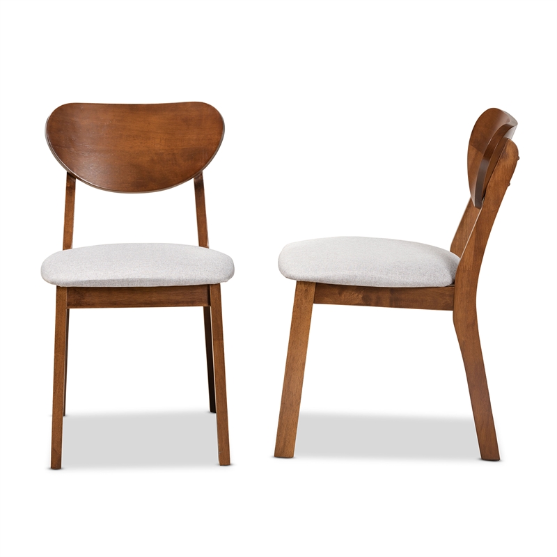 Baxton Studio Damara Grey Walnut Brown Finished Wood 2-Piece Dining Chair Set