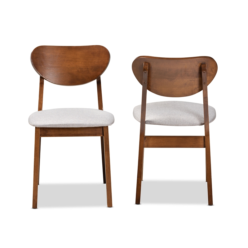 Baxton Studio Damara Grey Walnut Brown Finished Wood 2-Piece Dining Chair Set