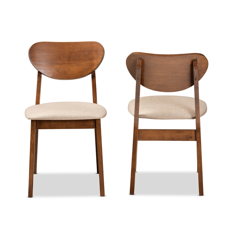 Baxton Studio Damara Sand Walnut Brown Finished Wood 2-Piece Dining Chair Set