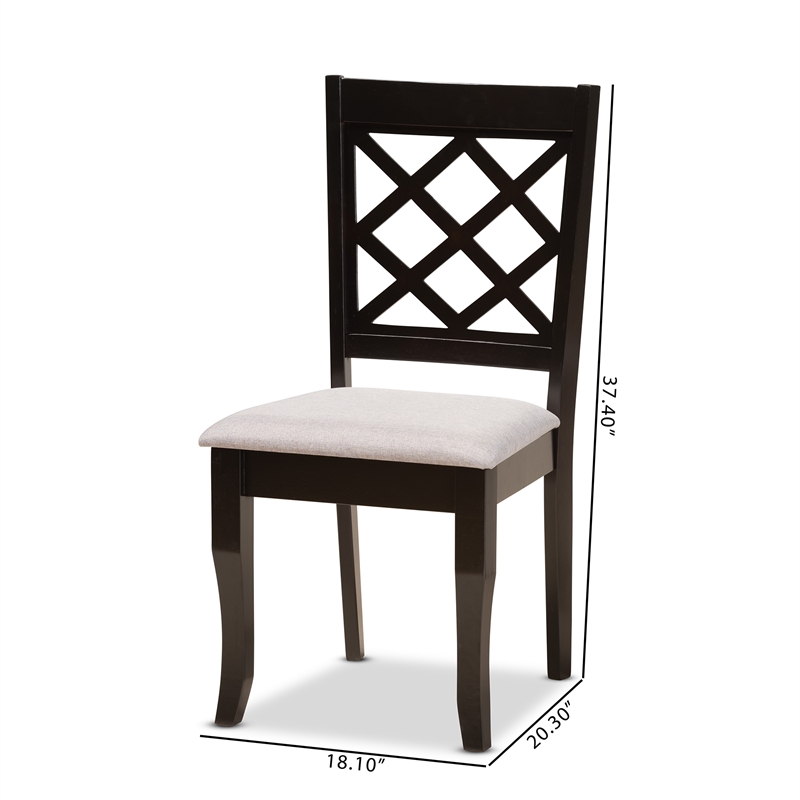 Baxton Studio Verner Grey Dark Brown Finished Wood 2-Piece Dining Chair Set