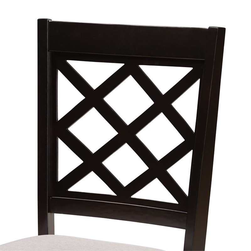 Baxton Studio Verner Grey Dark Brown Finished Wood 2-Piece Dining Chair Set