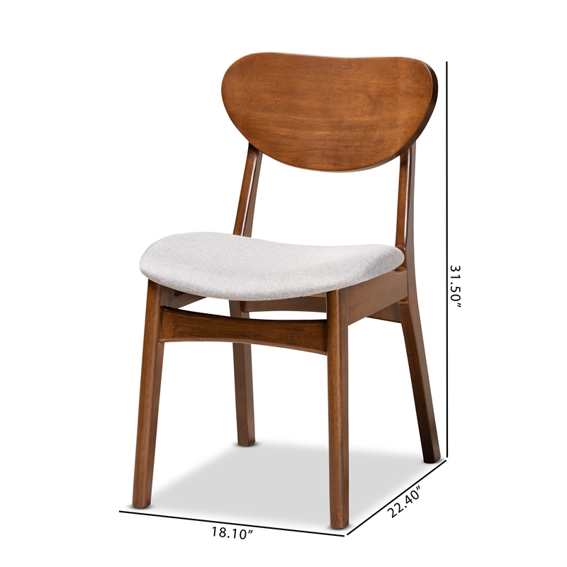 Baxton Studio Katya Grey Walnut Brown Finished Wood 2-Piece Dining Chair Set