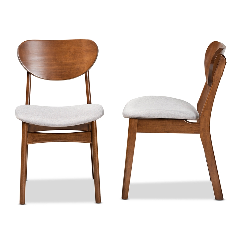 Baxton Studio Katya Grey Walnut Brown Finished Wood 2-Piece Dining Chair Set