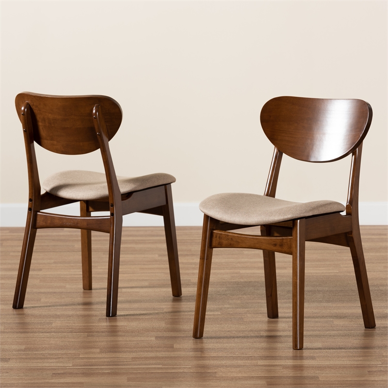 Baxton Studio Katya Sand Walnut Brown Finished Wood 2-Piece Dining Chair Set