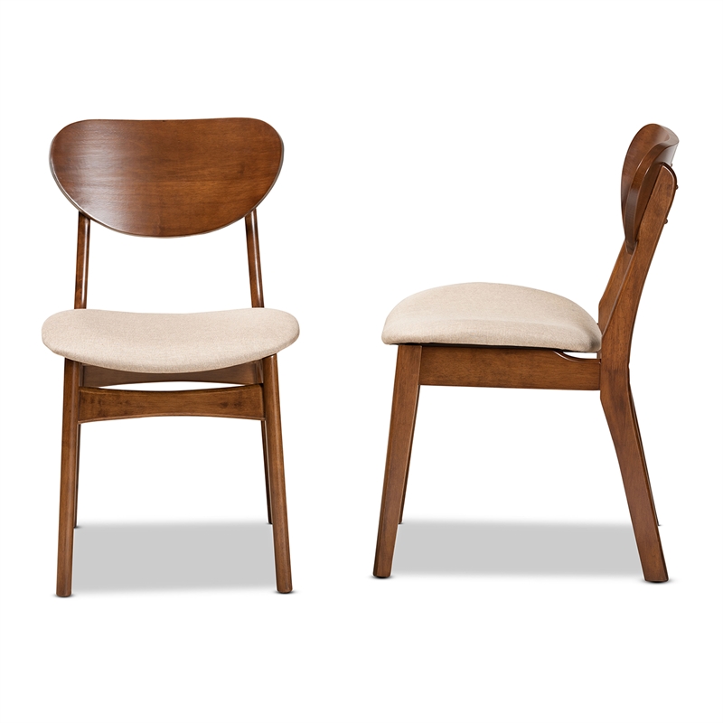 Baxton Studio Katya Sand Walnut Brown Finished Wood 2-Piece Dining Chair Set