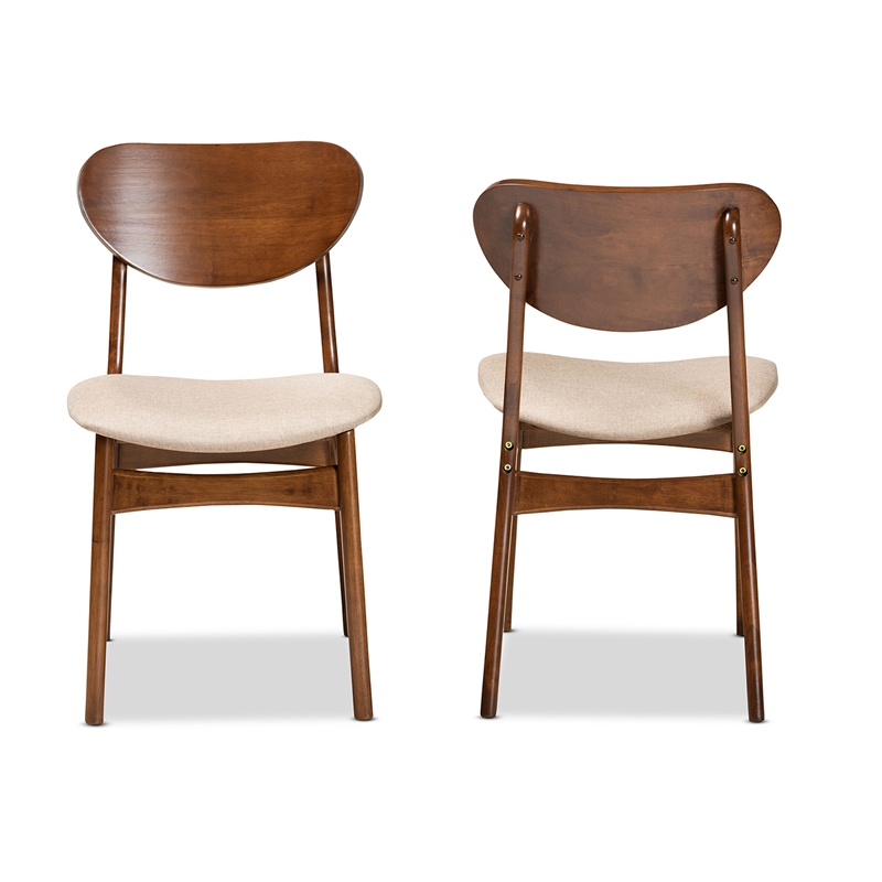 Baxton Studio Katya Sand Walnut Brown Finished Wood 2-Piece Dining Chair Set