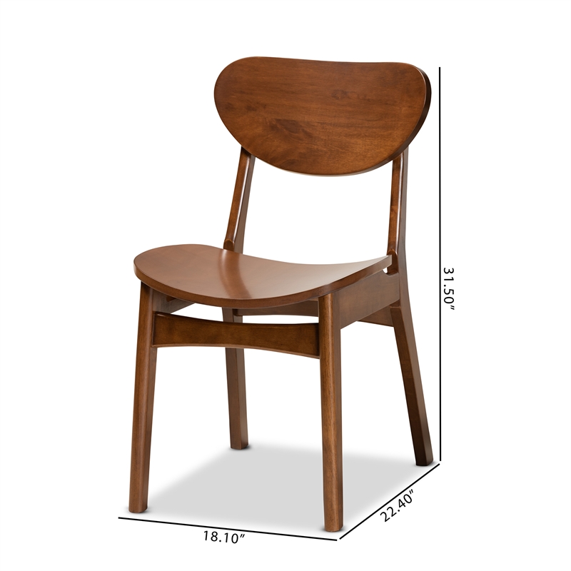 Baxton Studio Katya Walnut Brown Finished Wood 2-Piece Dining Chair Set