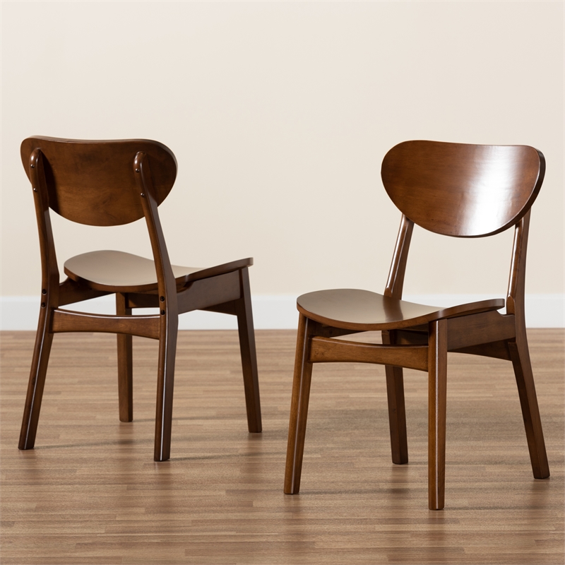 Baxton Studio Katya Walnut Brown Finished Wood 2-Piece Dining Chair Set