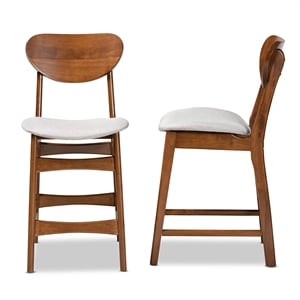 Baxton Studio Katya Grey Walnut Brown Finished Wood 2-Piece Counter Stool Set