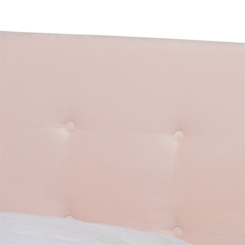 Baxton Studio Caprice Glam Light Pink Upholstered Queen Size Panel Bed