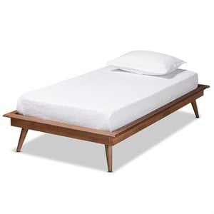 Baxton Studio Karine Walnut Brown Finished Wood Twin Size Platform Bed Frame