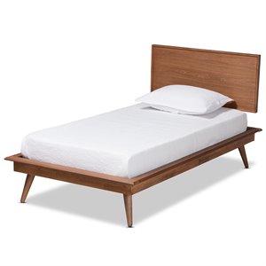 Baxton Studio Karine Walnut Brown Finished Wood Twin Size Platform Bed