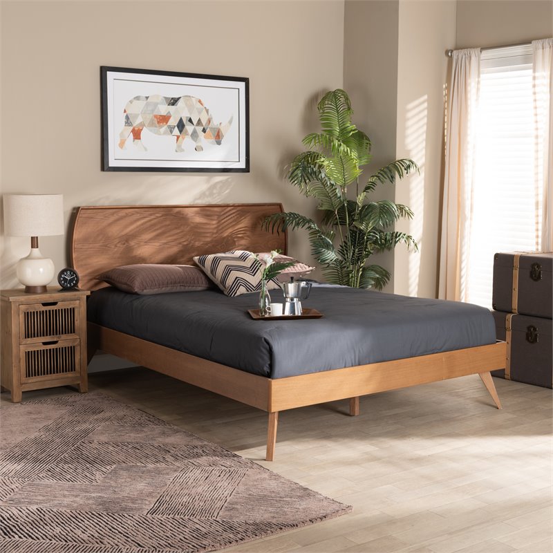 Baxton Studio Aimi Walnut Brown Finished Wood King Size Platform Bed