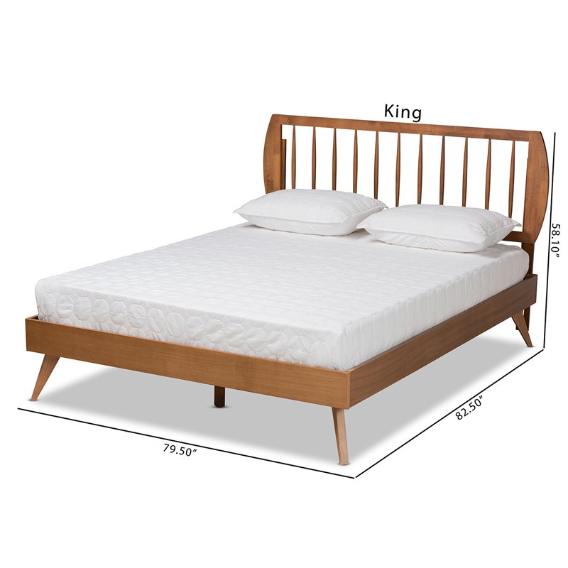 Baxton Studio Emiko Walnut Brown Finished Wood King Size Platform Bed